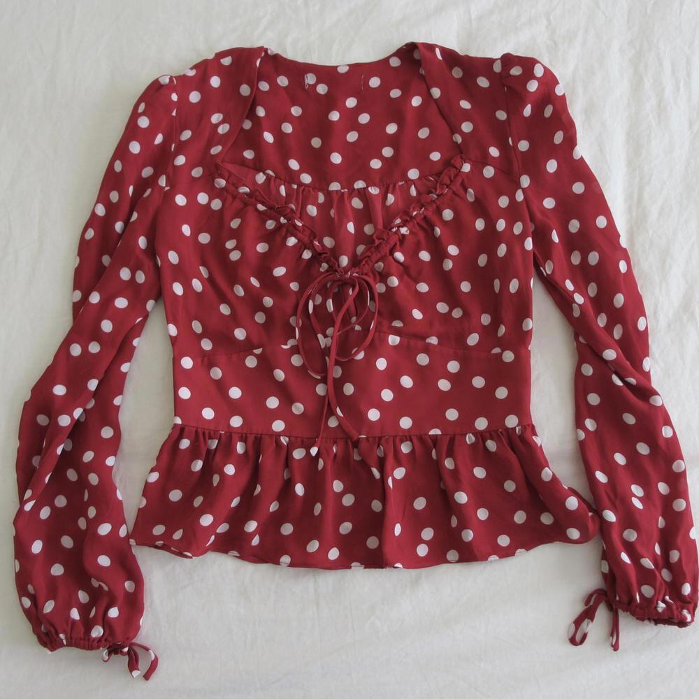Red Polka Dot Peplum Blouse